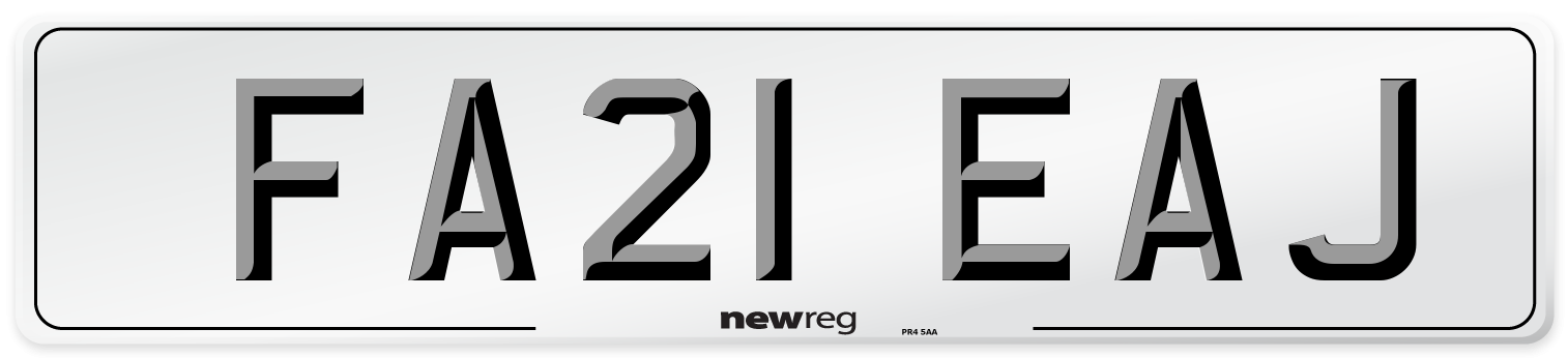 FA21 EAJ Number Plate from New Reg